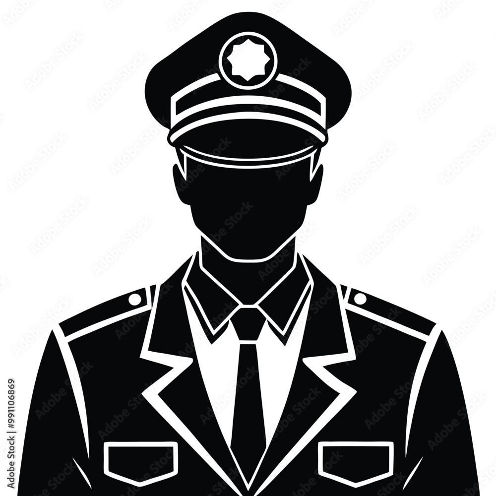 police officer silhouette vector style with white background . police officer silhouette vector style with white background .