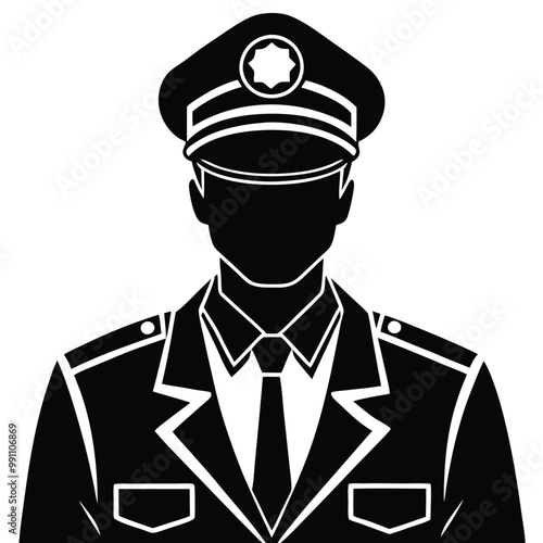 police officer silhouette vector style with white background .