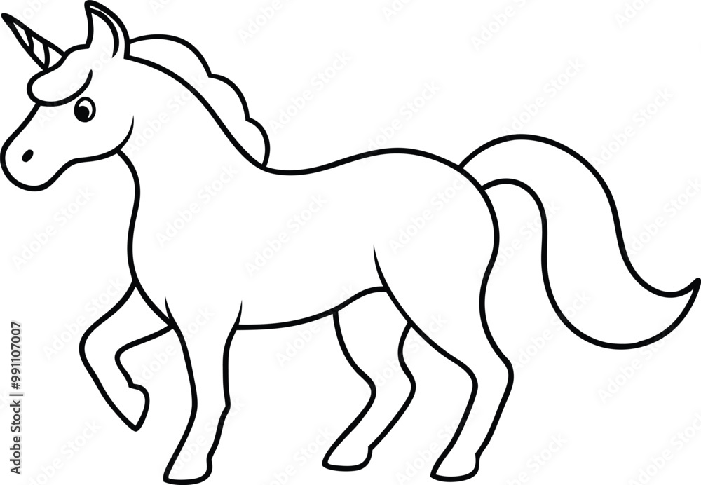 Fototapeta premium Whimsical Unicorn Vector Design for Imaginative Kids Coloring Fun