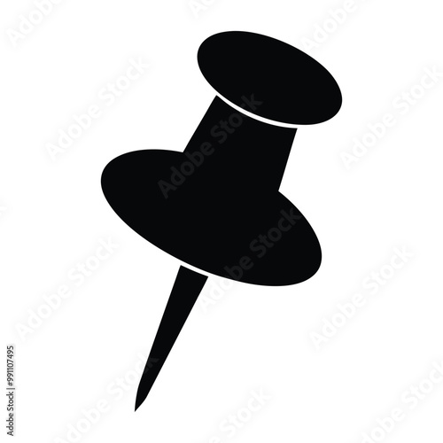 push pin silhouette vector white background.