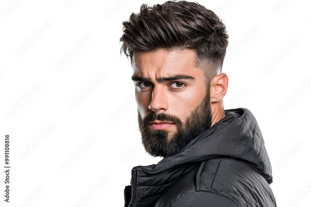 A man with a beard and a black jacket A man with a beard and a black jacket