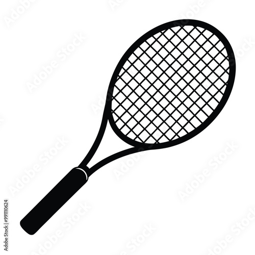 tennis racket silhouette vector with a white background.