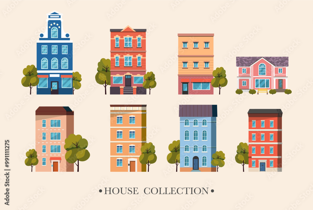 Set of different houses. Vector illustration. Set of different houses. Vector illustration.