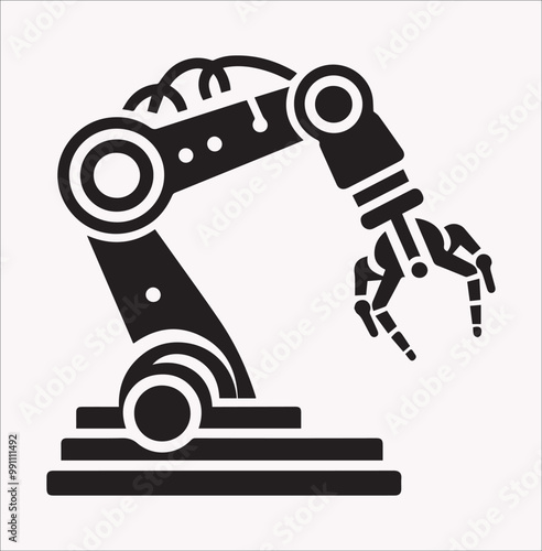 Robotic arm vector silhouette on a white background