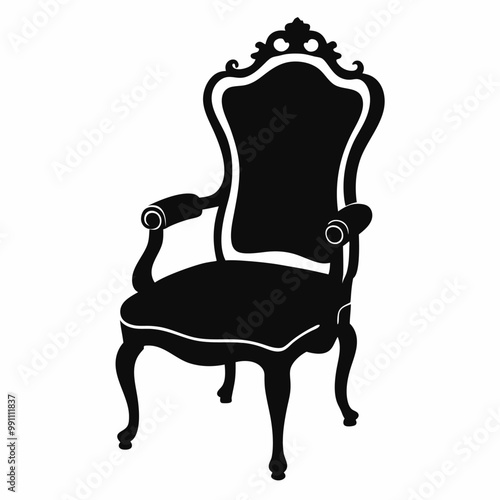 vintage chair silhouette vector with a white background.