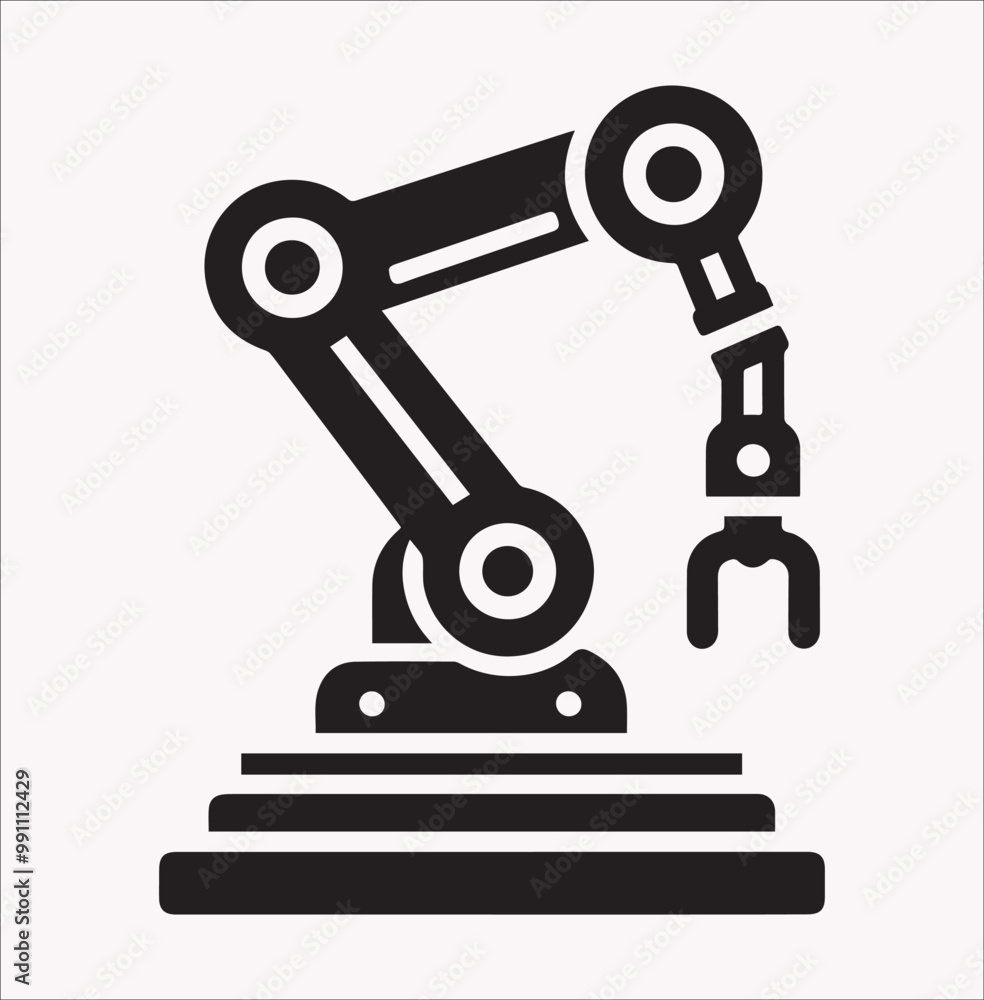 Robotic arm vector silhouette on a white background Robotic arm vector silhouette on a white background