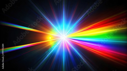 Rainbow light flares overlay creating a prism effect on a black background, rainbow, light, flare, prism, overlay