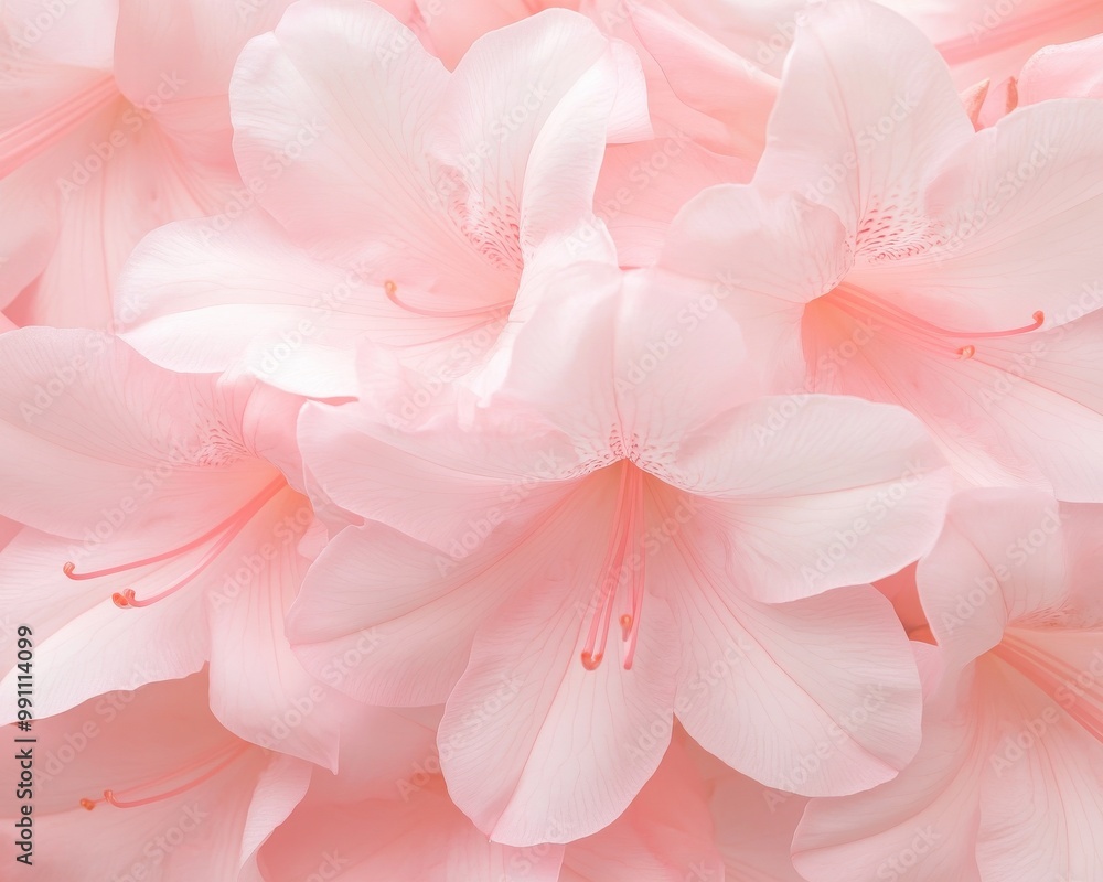Fototapeta premium A close up of pink flowers with a soft, delicate look