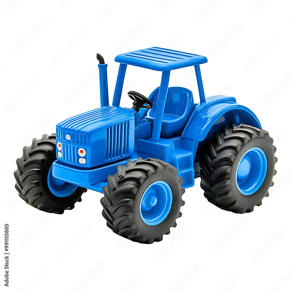 Obraz premium A blue toy tractor isolated on transparent background