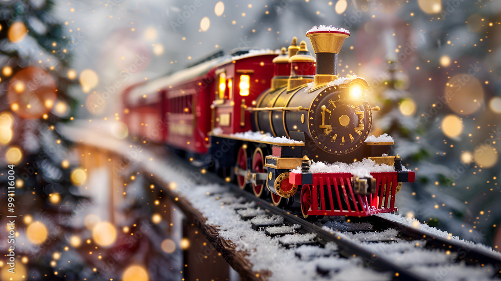 Santas Christmas train copy space ai generative Santas Christmas train copy space ai generative