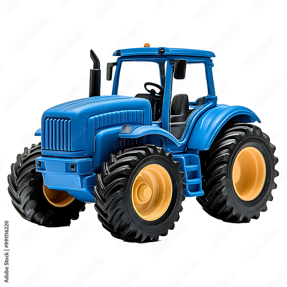Obraz premium A blue toy tractor isolated on transparent background