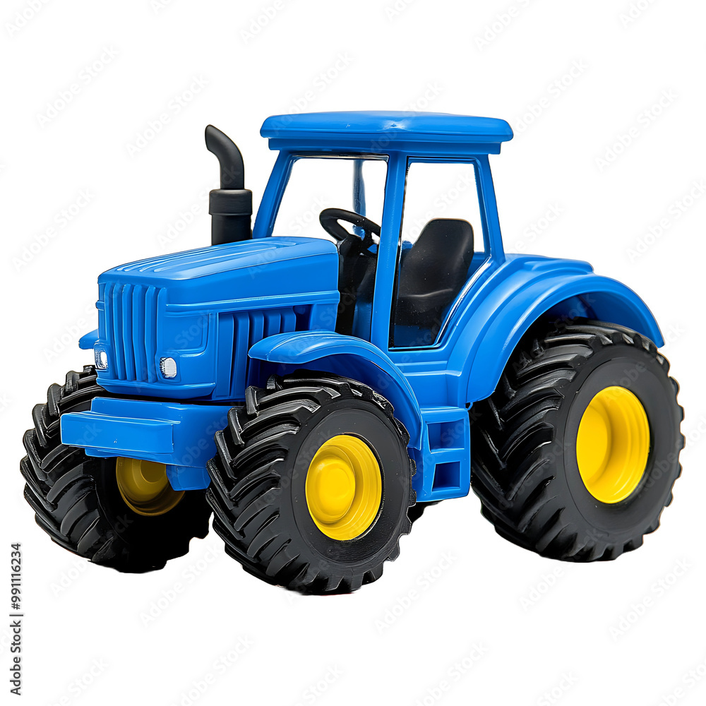 A blue toy tractor isolated on transparent background A blue toy tractor isolated on transparent background