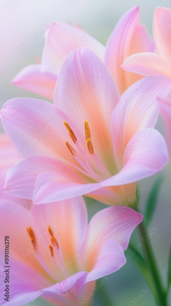 Fototapeta premium A close up of a pink flower with yellow centers
