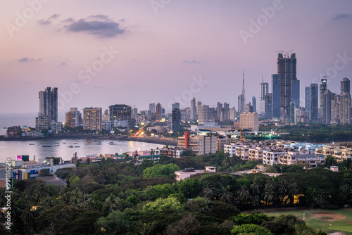 View of Mumbai and Marine Drive at sunset