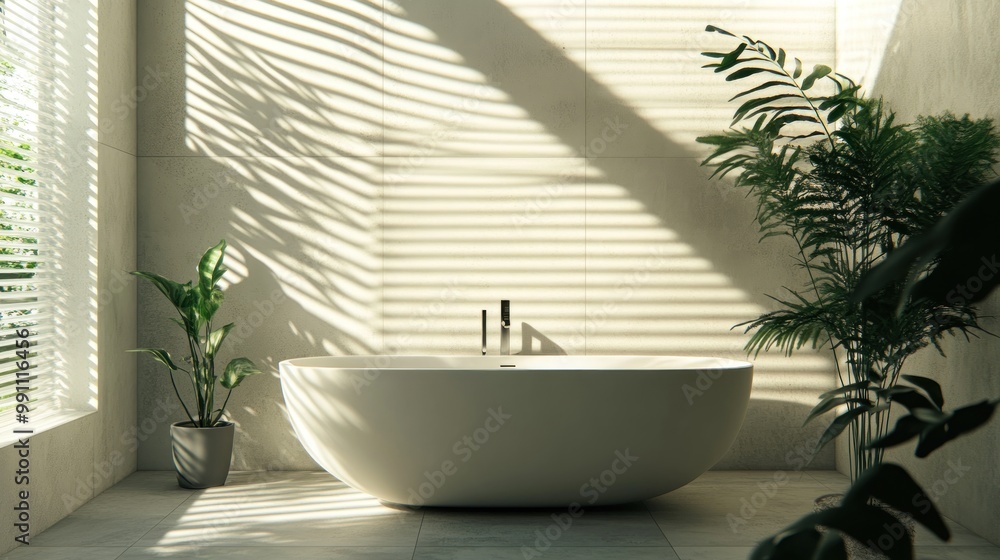 Modern bathroom with a bathtub in the sunlight. Modern bathroom with a bathtub in the sunlight.