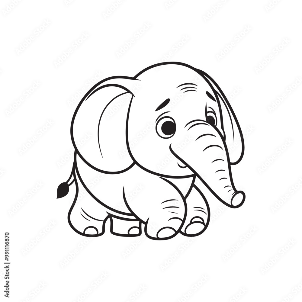 Fototapeta premium Charming Cartoon Elephant with Playful Baby Alligators - Vector Art.