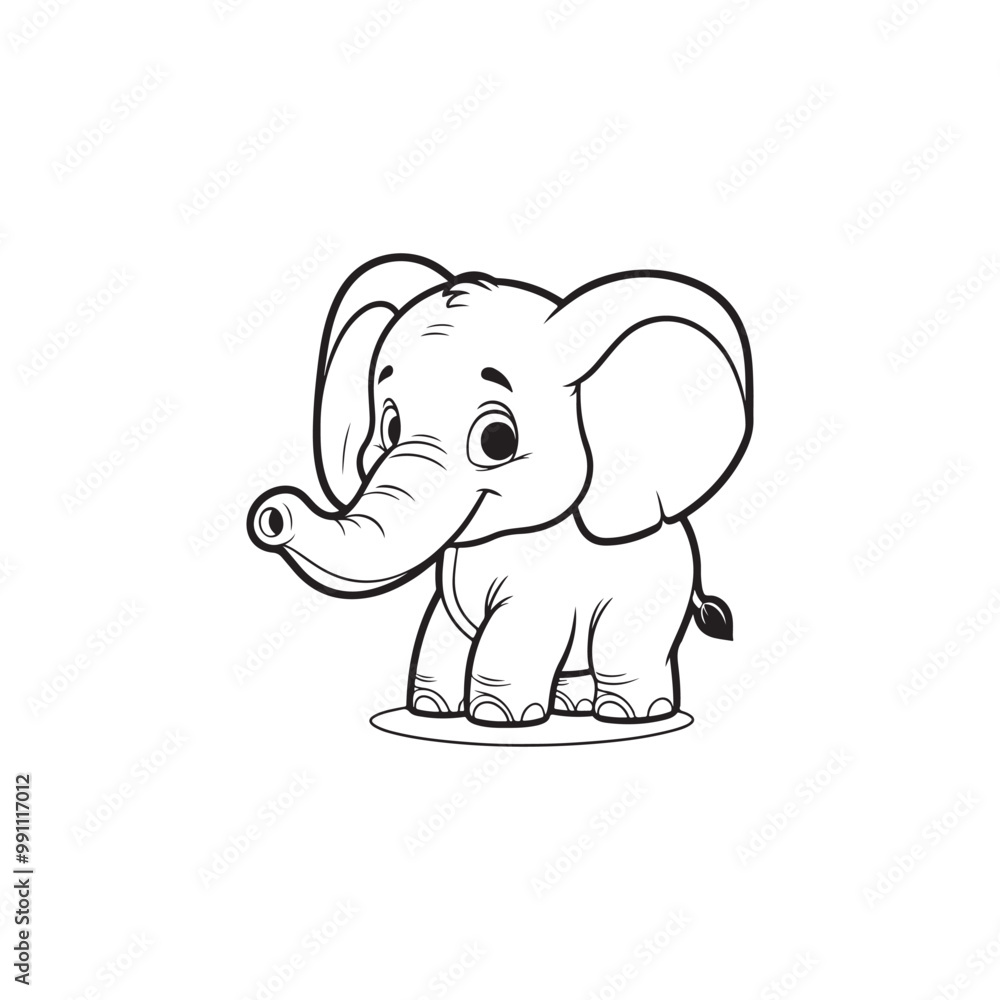 Obraz premium Charming Cartoon Elephant with Playful Baby Alligators - Vector Art.
