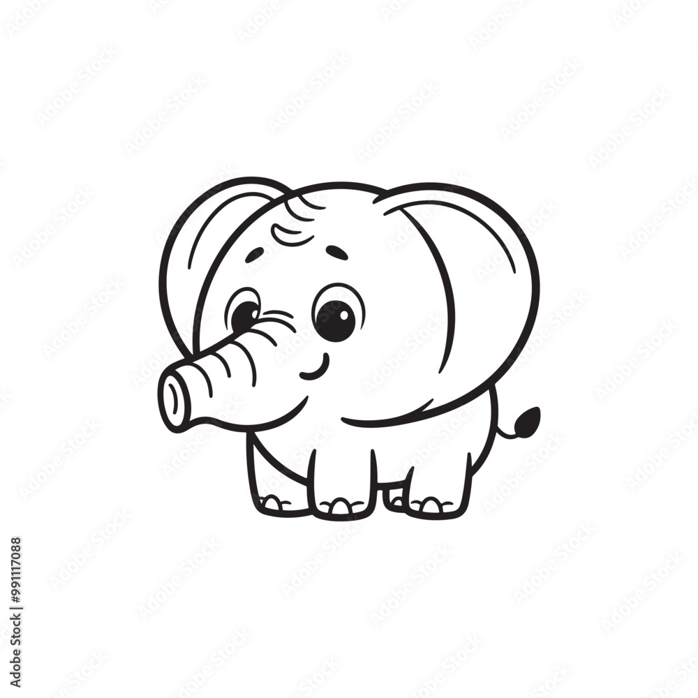 Obraz premium Charming Cartoon Elephant with Playful Baby Alligators - Vector Art.