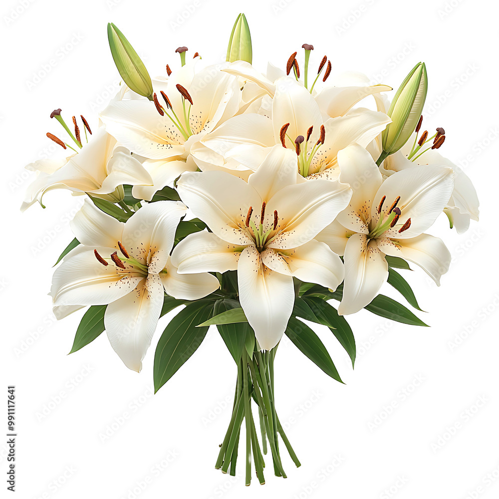 A bouquet of lilies isolated on transparent background A bouquet of lilies isolated on transparent background