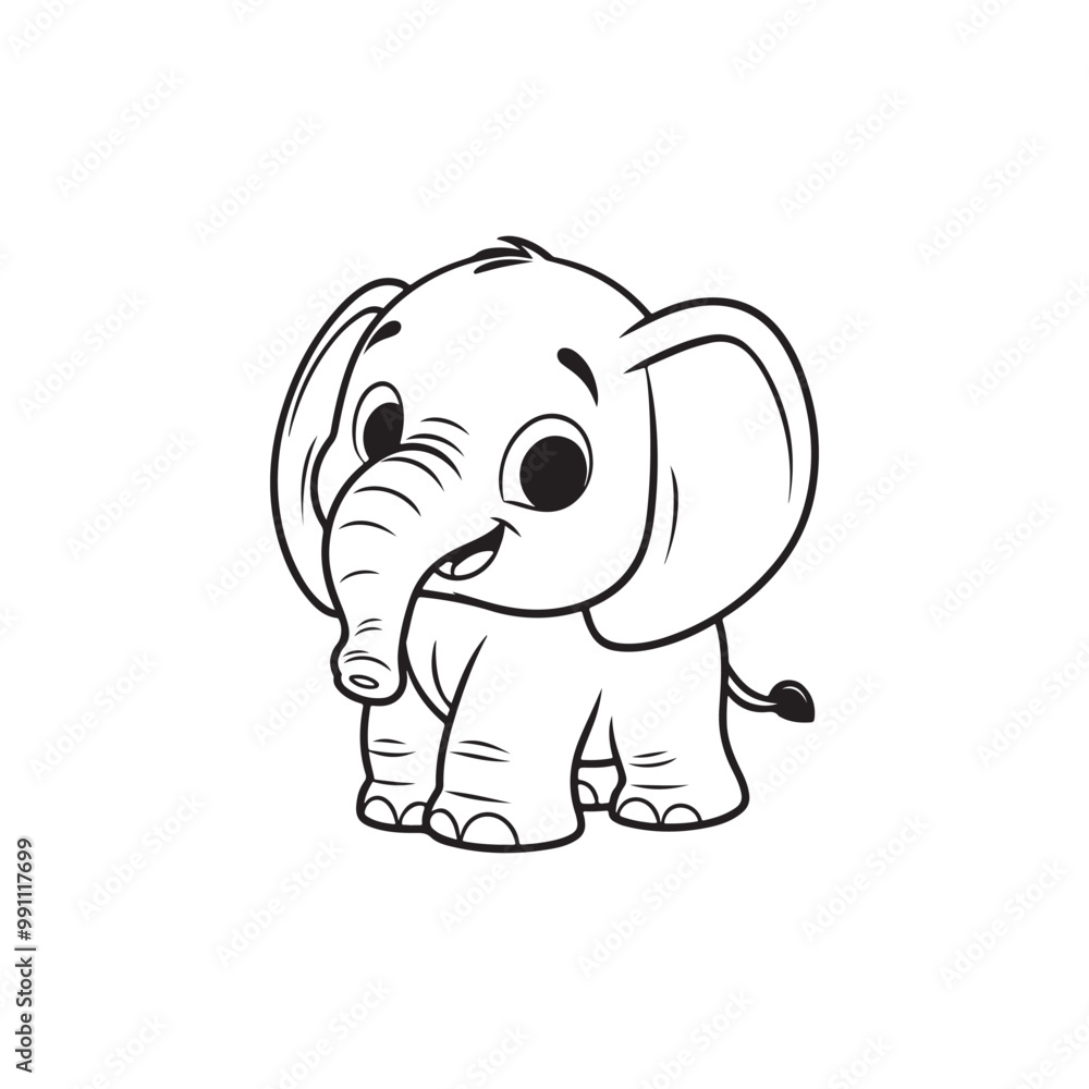 Cute Elephant and Baby Alligators - Fun Cartoon Vector Design. Cute Elephant and Baby Alligators - Fun Cartoon Vector Design.
