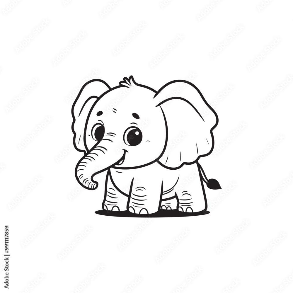 Fototapeta premium Cartoon Elephant with Baby Alligators - Adorable Animal Vector Art.