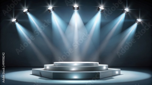 Podium with spotlights for award or product display , podium, spotlights, awards, product display, stage, ceremony