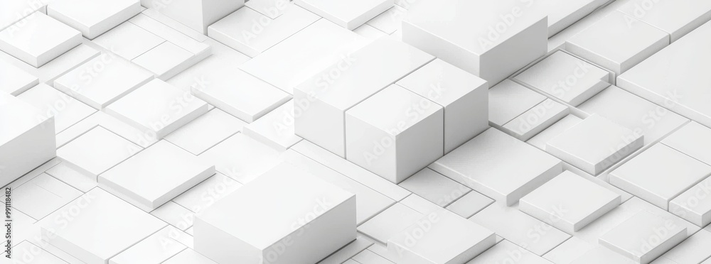 A white cube box background wallpaper banner with copy space that shifts randomly A white cube box background wallpaper banner with copy space that shifts randomly
