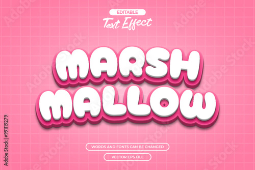 Marshmallow editable text effect with pink background