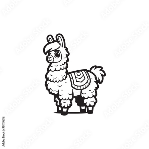 Cartoon Vector of Cute Llama and Adorable Baby Alligators.