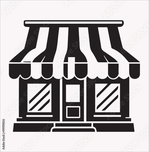 Online shop vector silhouette on a white background