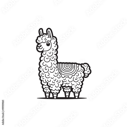 Cartoon Vector of Cute Llama and Adorable Baby Alligators.