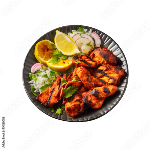 India Tandoori is served on a plate with a beautiful top view