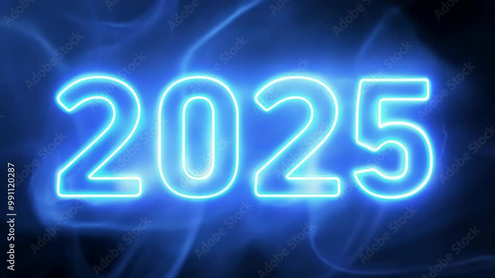 Neon glow 2025 text animation on black background with energy waves. New Year celebration. Future and futuristic technology concept. 3D animation. Colorful greeting text Neon glow 2025 text animation on black background with energy waves. New Year celebration. Future and futuristic technology concept. 3D animation. Colorful greeting text