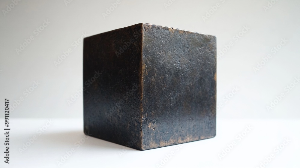 A black cube sits on a white background A black cube sits on a white background