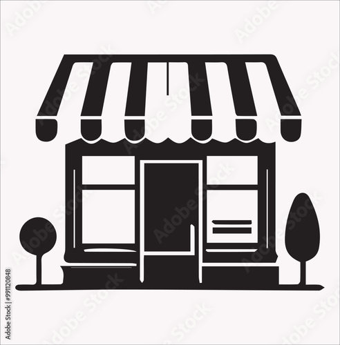 Online shop vector silhouette on a white background