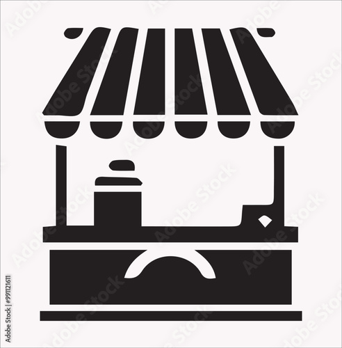 Online shop vector silhouette on a white background