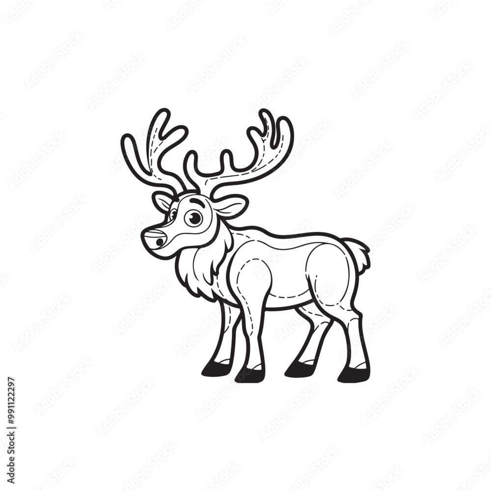 Cute Deer with Baby Alligators - Vector Cartoon Character. Cute Deer with Baby Alligators - Vector Cartoon Character.