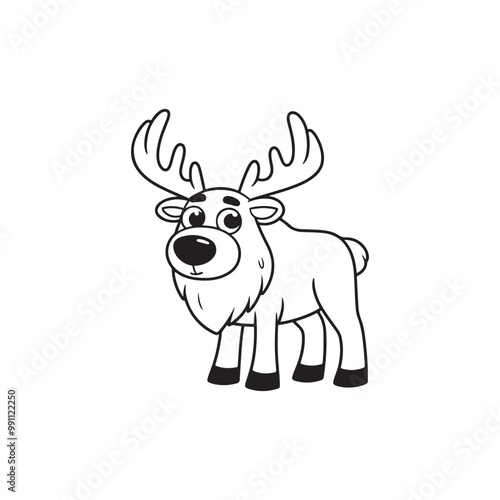 Cute Deer with Baby Alligators - Vector Cartoon Character.