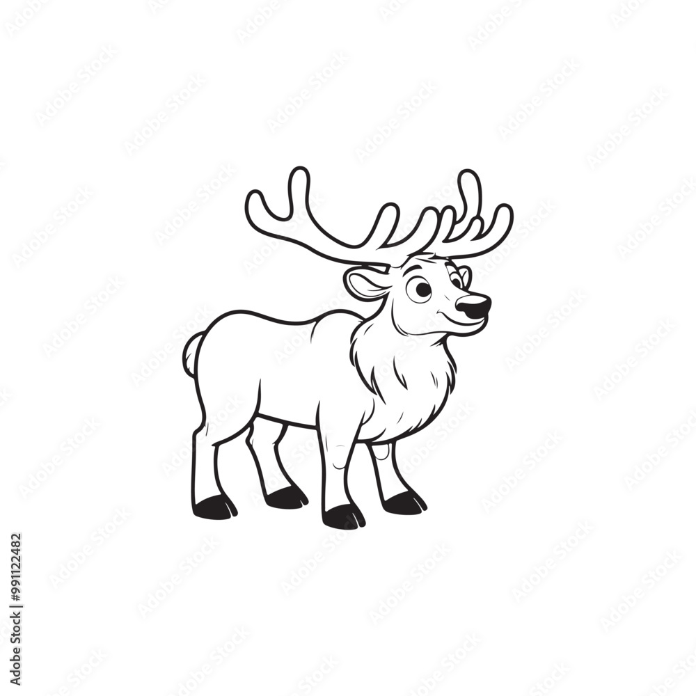 Fototapeta premium Charming Cartoon Deer and Baby Alligators - Cute Vector Illustrations.