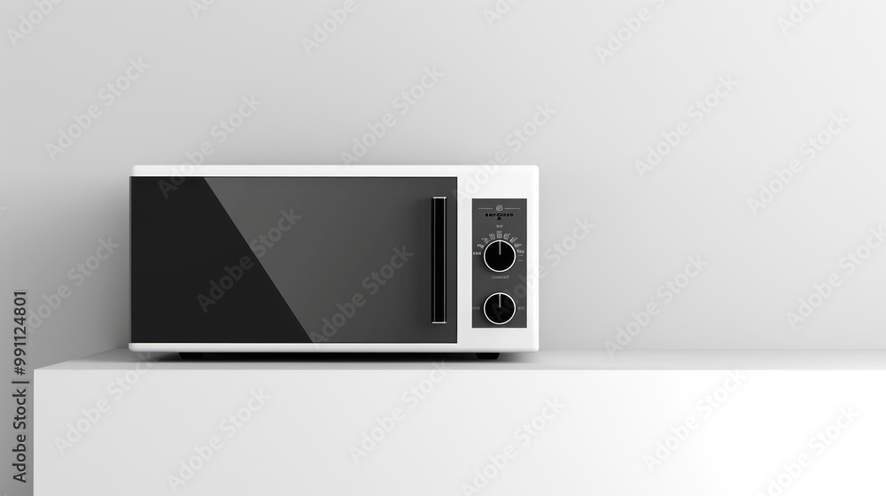 Obraz premium White Microwave on Countertop