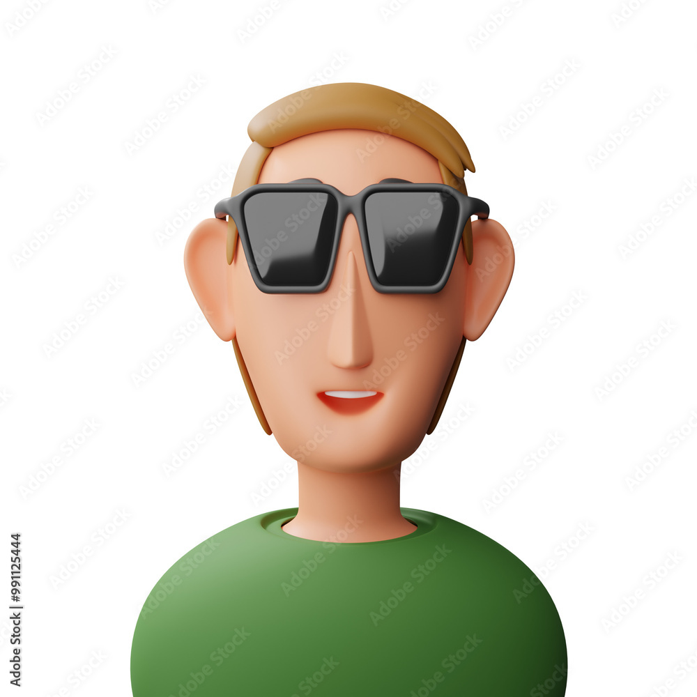 Man With Glasses avatar 3d illustration Man With Glasses avatar 3d illustration