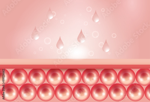 serum with soap bubbles on the skin, advertising. 3d vector
