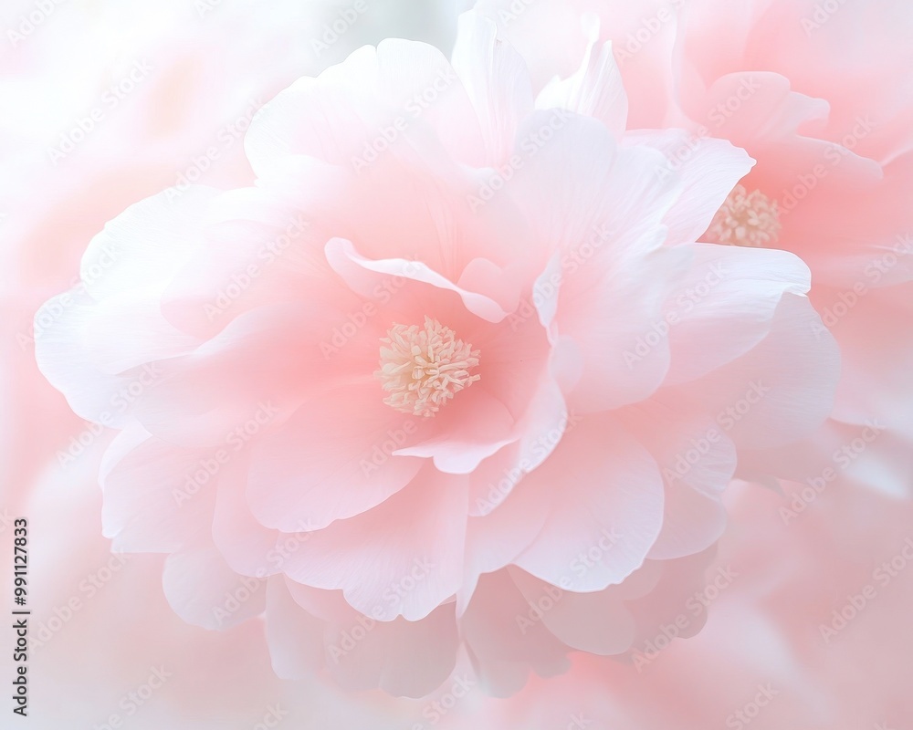A close up of a pink flower with a soft, pastel color palette A close up of a pink flower with a soft, pastel color palette