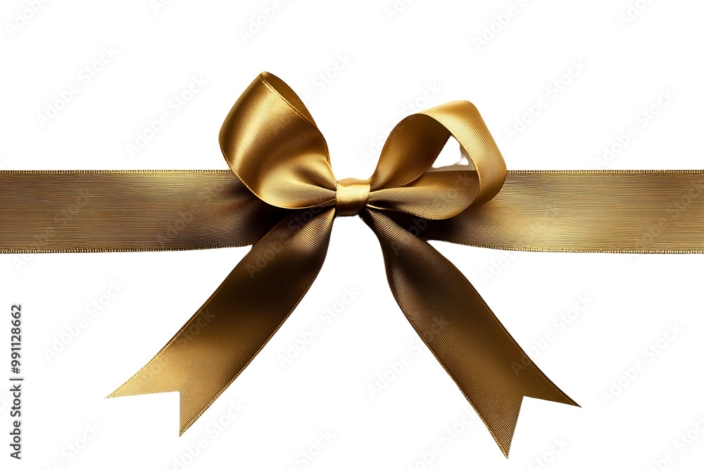 A gold ribbon with a bow on it A gold ribbon with a bow on it