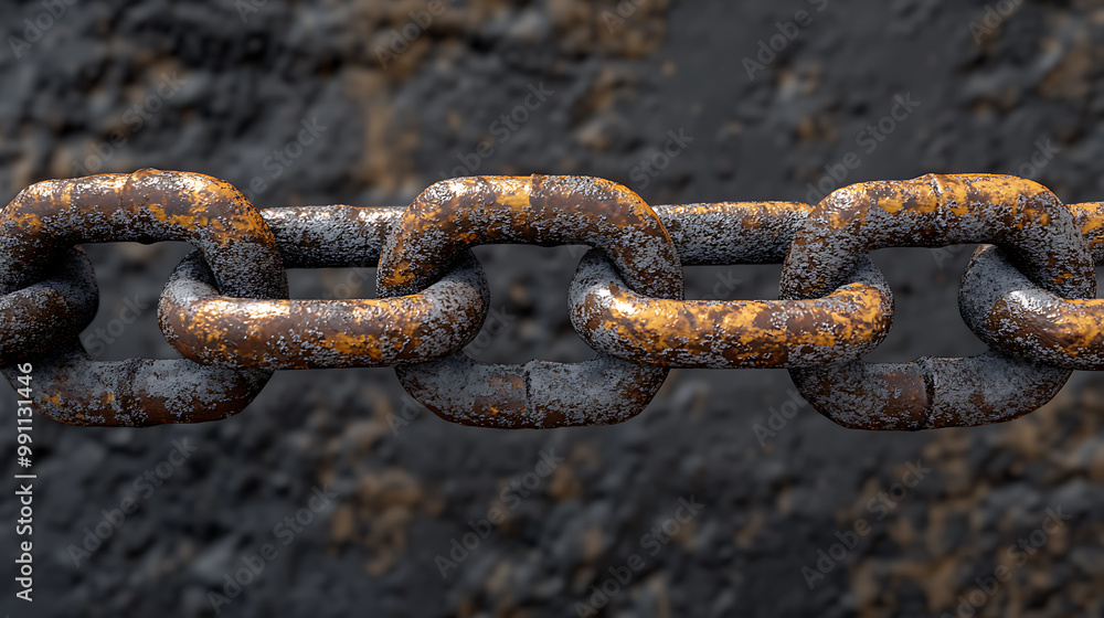 Worn-out, rusted chain links with detailed corrosion and rough texture Worn-out, rusted chain links with detailed corrosion and rough texture