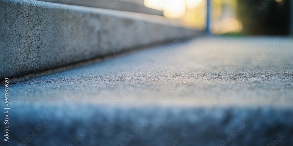 A close-up view of concrete stairs bathed in soft sunlight, creating a serene and modern urban scene. A close-up view of concrete stairs bathed in soft sunlight, creating a serene and modern urban scene.