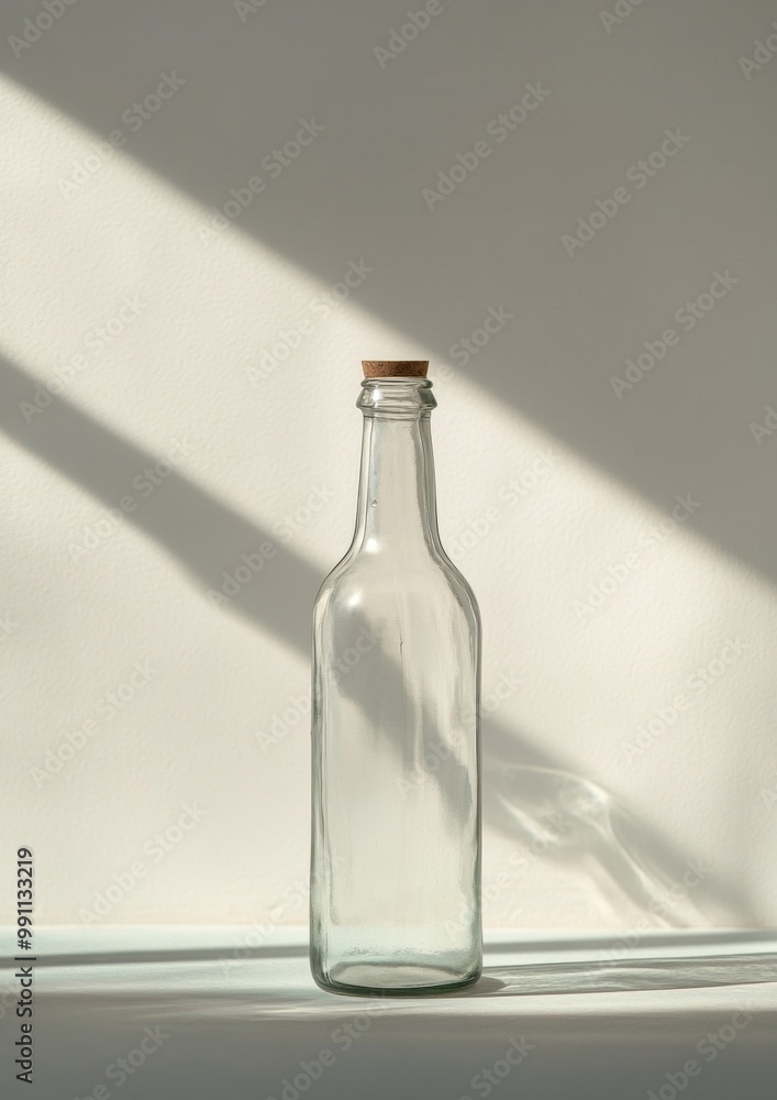 A bottle of glass is sitting on a table A bottle of glass is sitting on a table