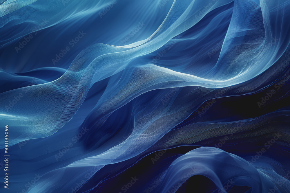 Fototapeta premium Abstract background of dark blue wavy lines in the form of a high-speed synchronization network.