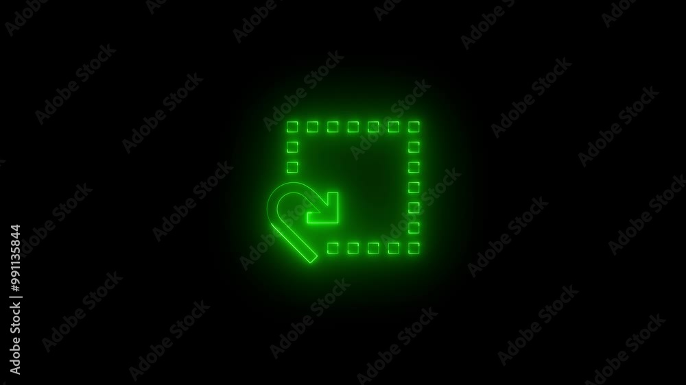Neon clear selection mirrored icon green glowing black background animation Neon clear selection mirrored icon green glowing black background animation