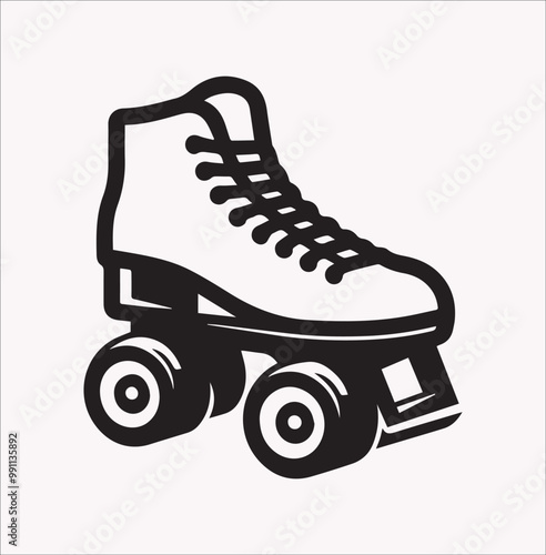 Roller skates Boot Vector silhouette illustration icon on a white background